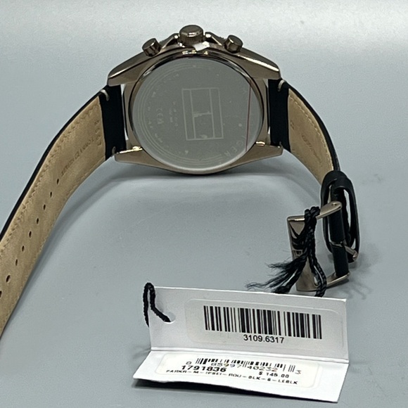 NEW Tommy Hilfiger Parker Men's Black Leather Strap Black Dial 1791836 Watch - Picture 6 of 11